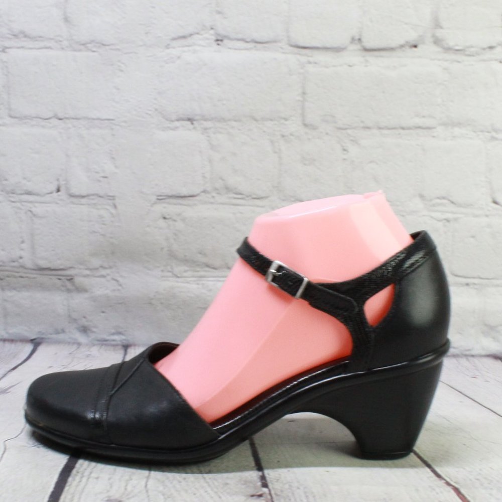 DANSKO Roxy 4 Black Leather Mary Jane Heel Clog Shoes Size 38 US 8